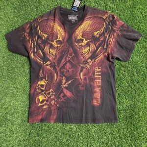 Vintage Y2K MMA Elite Grim Reaper Bat UFC Fighting T-Shirt Tapout